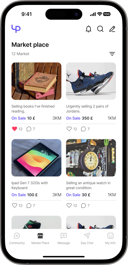 Marketplace App Screen